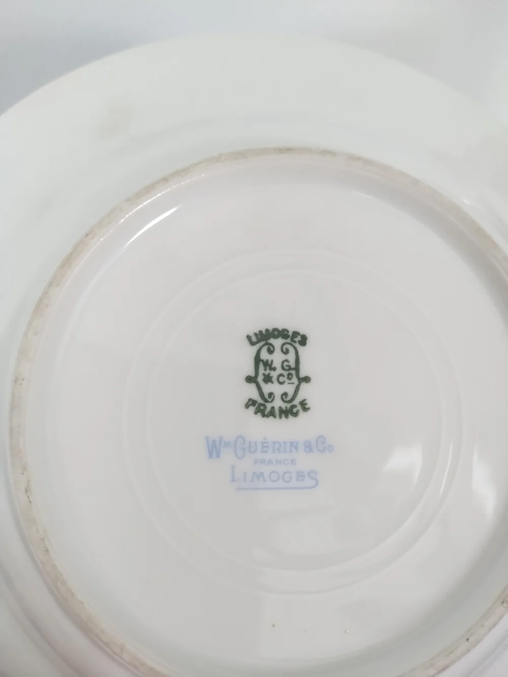 Antique Limoges Porcelain Covered Dish with Pink Floral Vine and Gold Handle